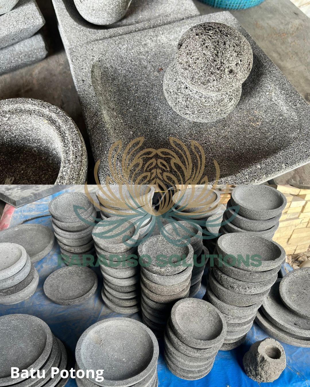 Cut stone pieces prepared for project use
